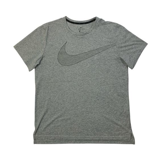 Nike Shirt Mens L Large Steel Grey Cotton Blend Short Sleeve Crew Neck Swoosh - Picture 1 of 10